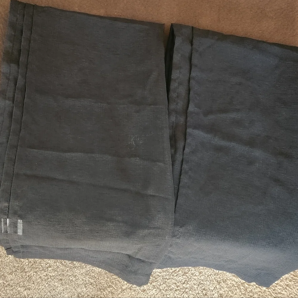 Sheer Black Polyester Curtain Panels